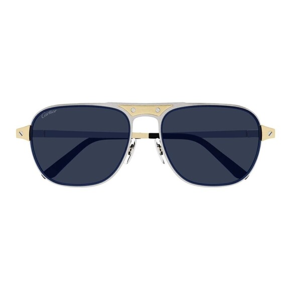 Cartier CT0532S-003 Sunglasses Silver Gold Blue Metal